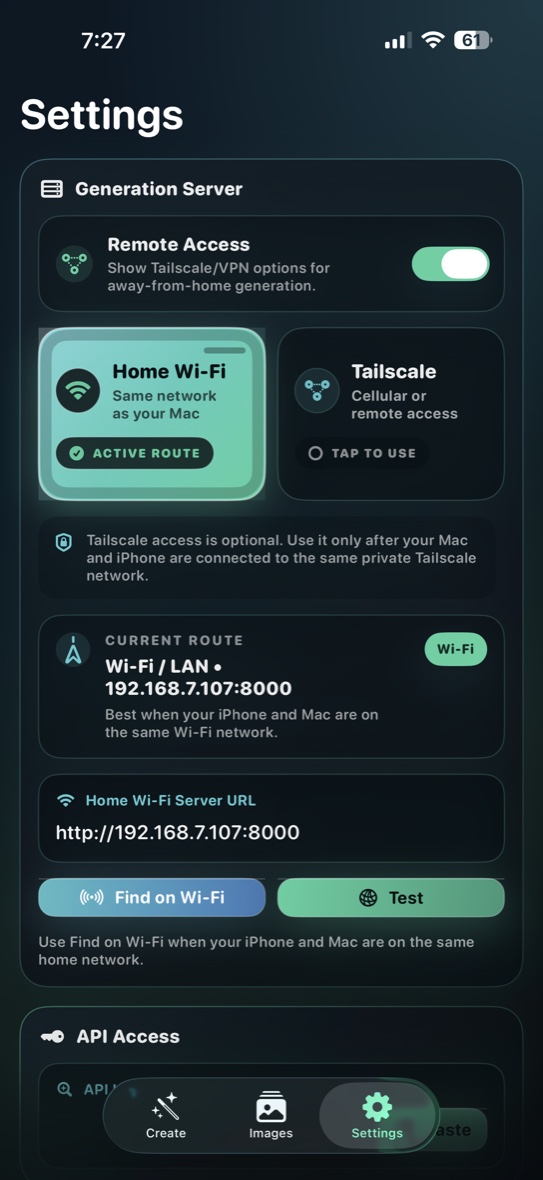 DreamForge generation server settings
